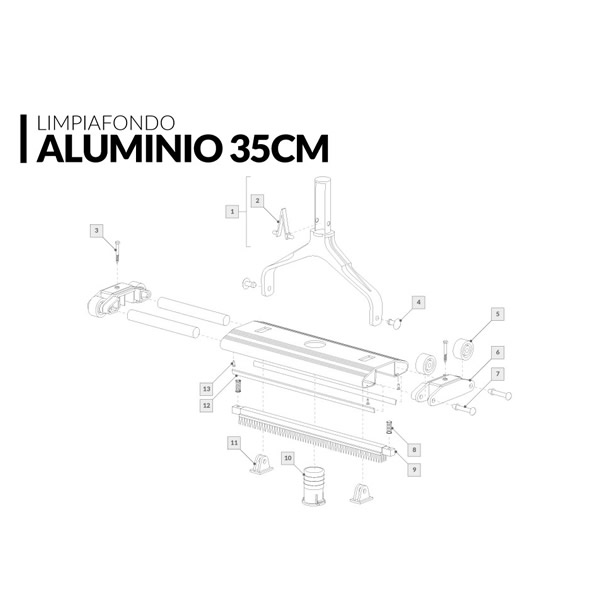 Limpiafondo de aluminio 35cm