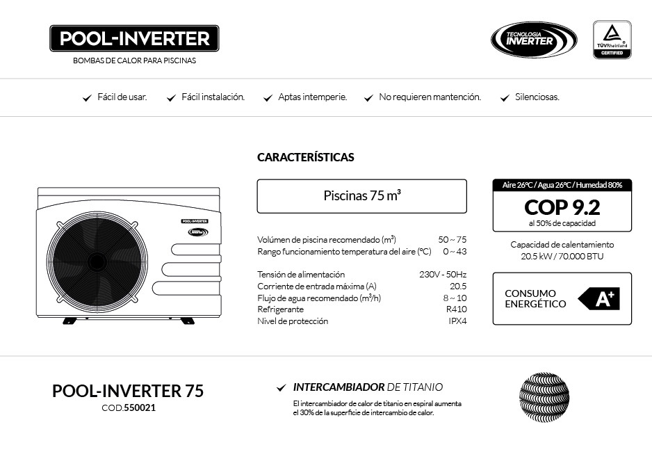 Bomba de calor POOL-INVERTER 75